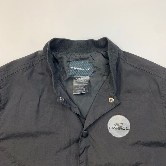 O'neill Jacket Boys M Medium Black Snap Button Lightweight Water Resistant Nylon - Picture 5 of 12